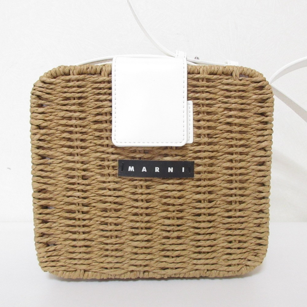 MARNI KIDS Shoulder Bag with Magnetic Closure, Basket Bag, M01474, White/Beig...